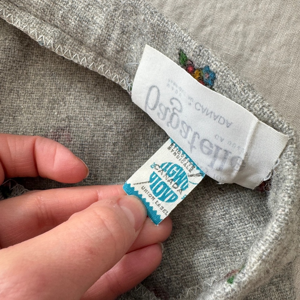 Vintage Grey Floral Midi a line Skirt union made xs s - Picture 9 of 14